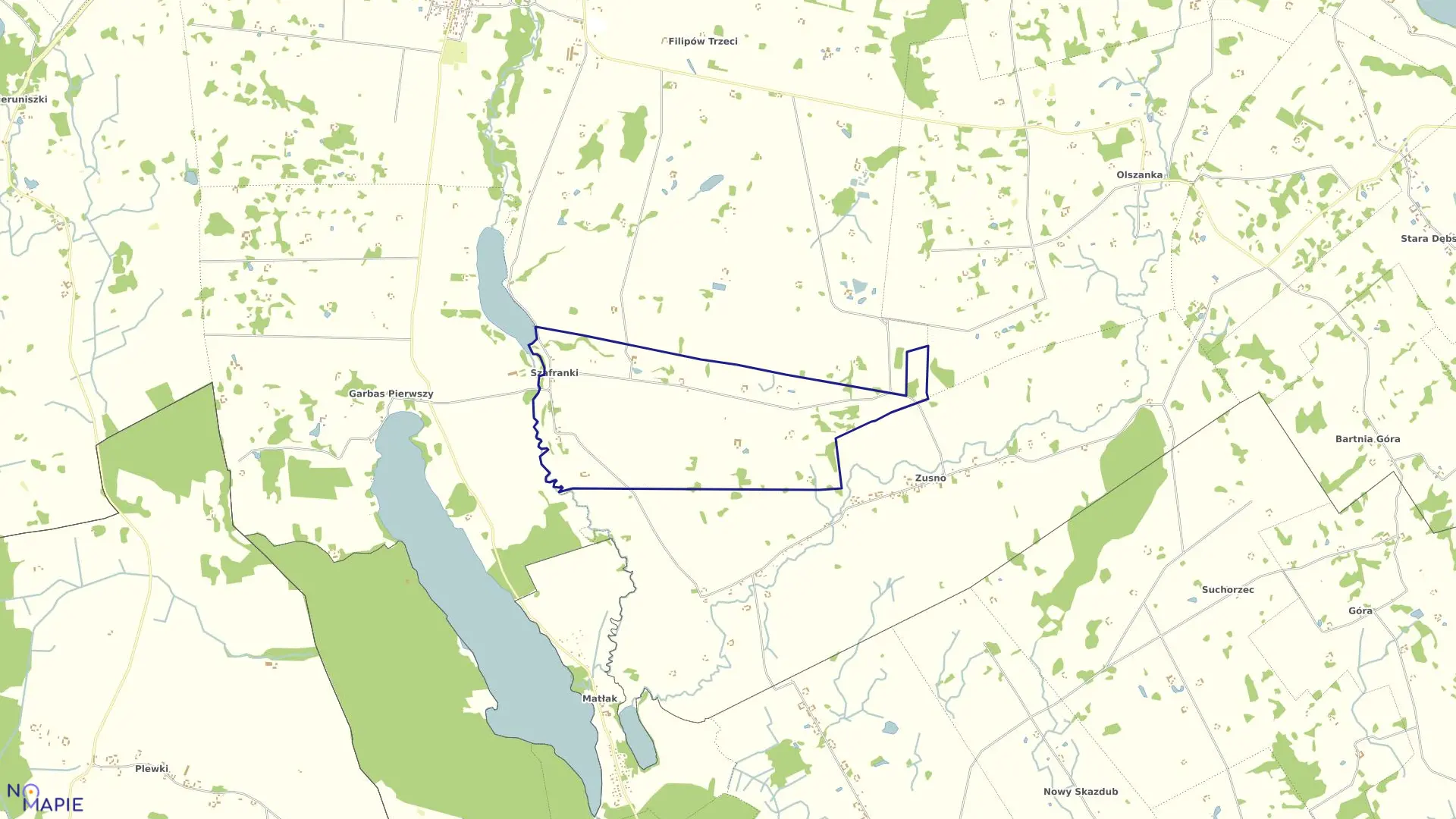 Mapa obrębu SZAFRANKI w gminie Filipów